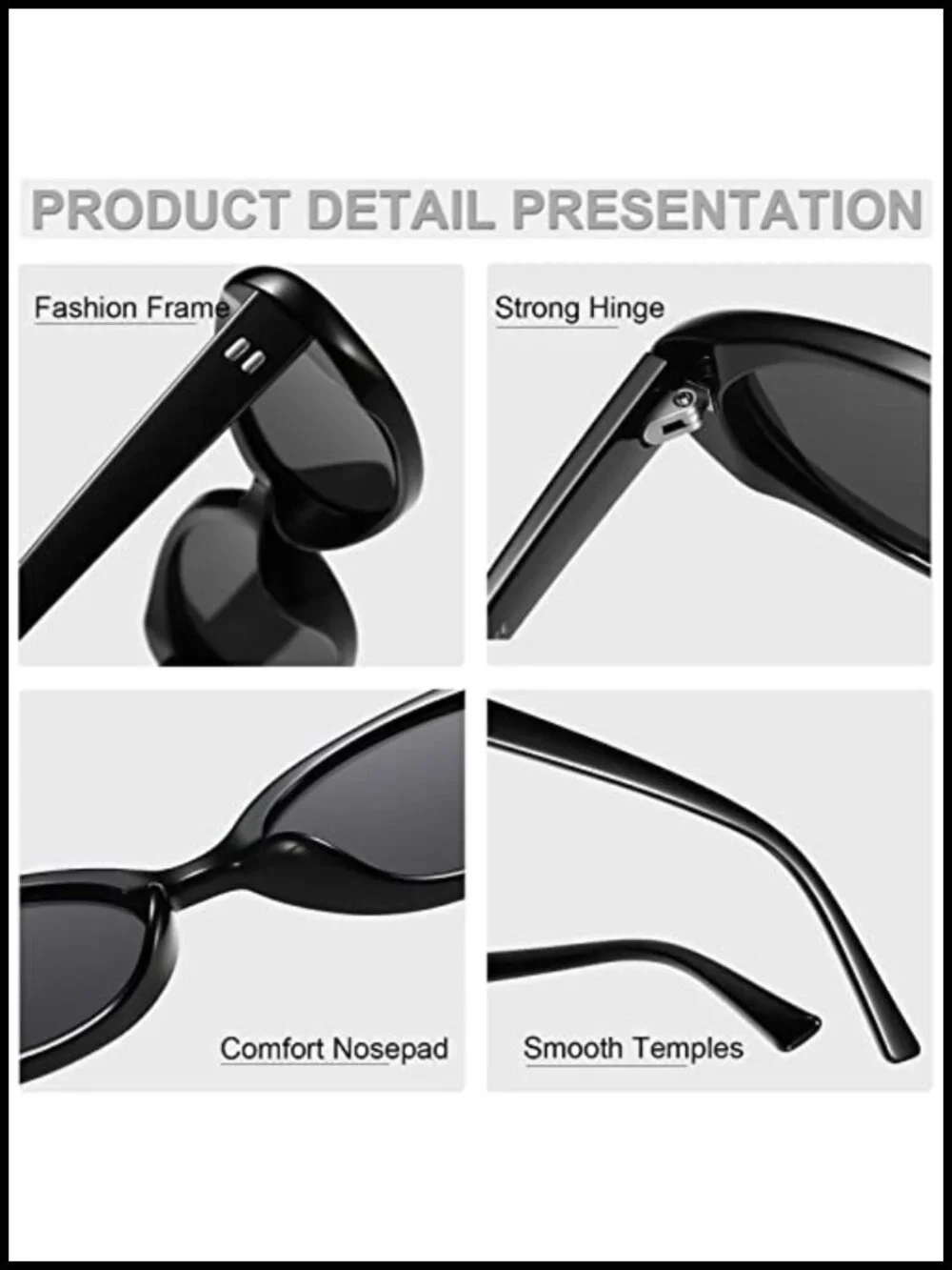 Retro Cat Eye Sunglasses for Women Driving Oval Frame UV400 Protection